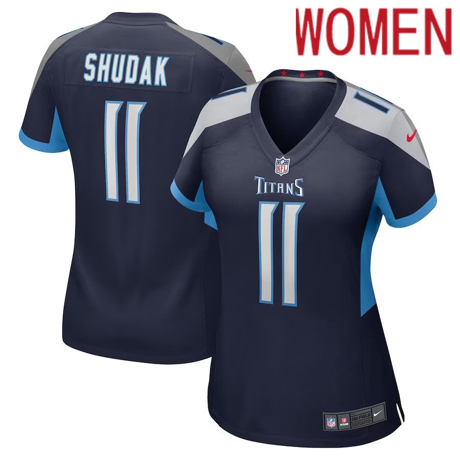 Women Tennessee Titans #11 Caleb Shudak Nike Navy Game Player NFL Jersey->women nfl jersey->Women Jersey